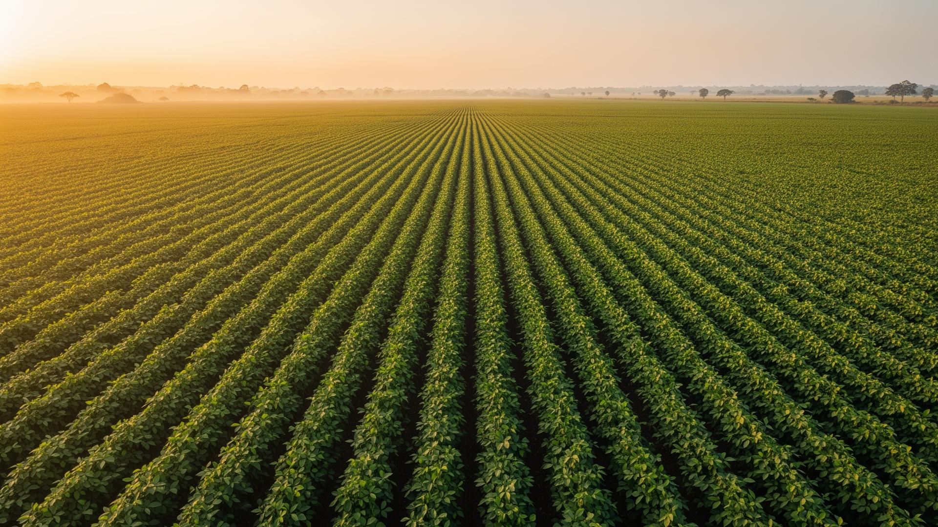 Campo agrícola ao amanhecer